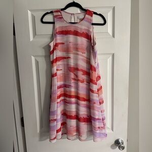 CALVIN KLEIN Sleeveless Trapeze Swing Flare Pink Red Lined Dress Size 6